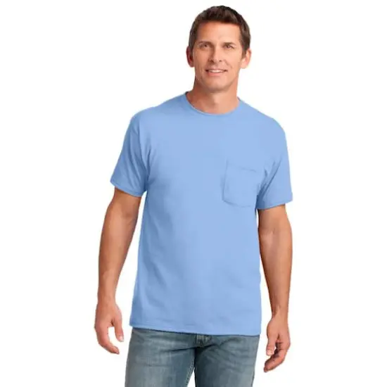 Port & Company&reg; Core Cotton Pocket Adult T-Shirt Light Blue {3}