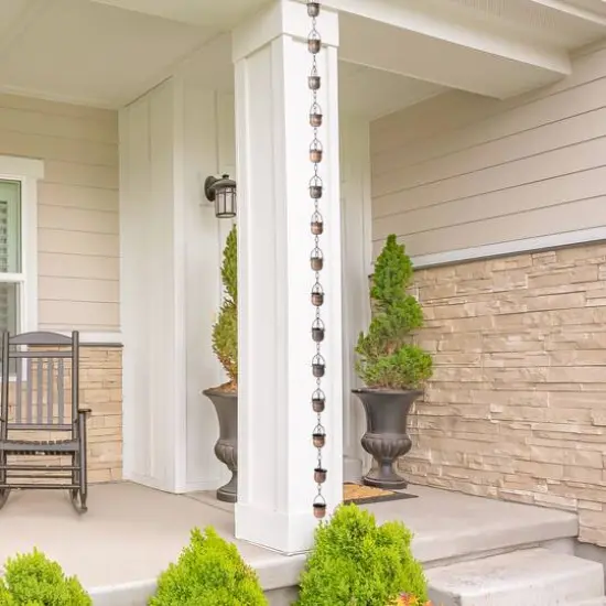 Glitzhome&reg; 8.5ft. Copper Cup Shaped Rain Chain {6}