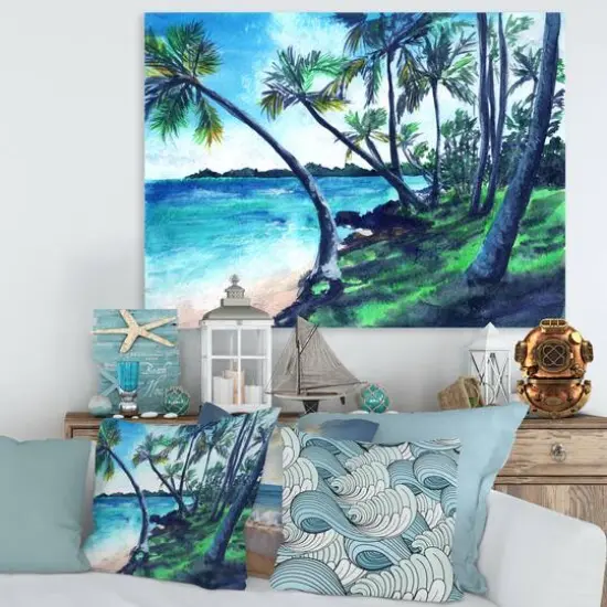 Designart - Tropical Beach In Summer Paradise - Nautical & Coastal Canvas Wall Art Print {3}