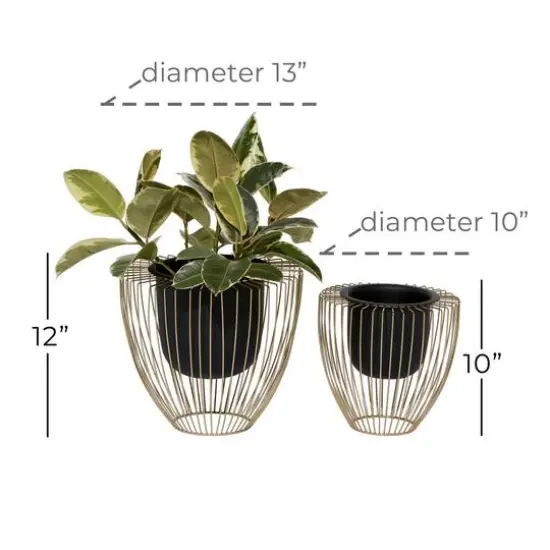 Black & Gold Metal Contemporary Planter Set {6}