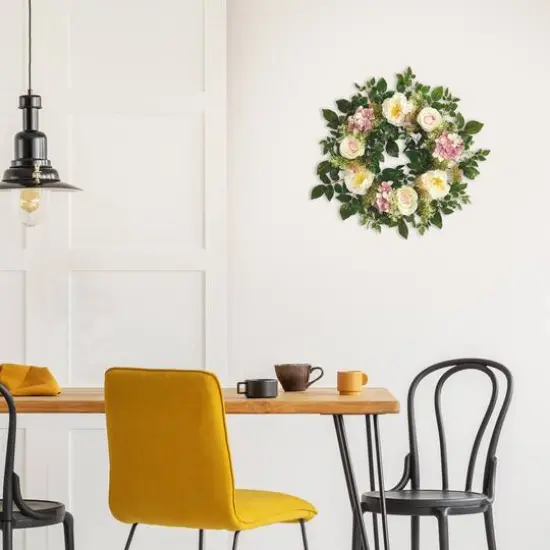 22" Mixed Rose & Hydrangea Wreath {4}