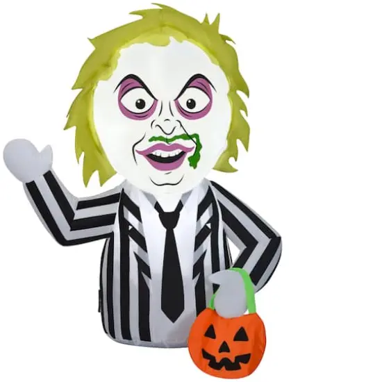 3ft. Airblown&reg; Inflatable Stylized Beetlejuice with Treat Sack Car Buddy {1}