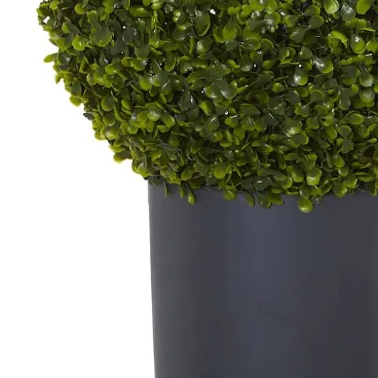 2.5ft. Boxwood Topiary Plant in Gray Cylinder Planter {4}