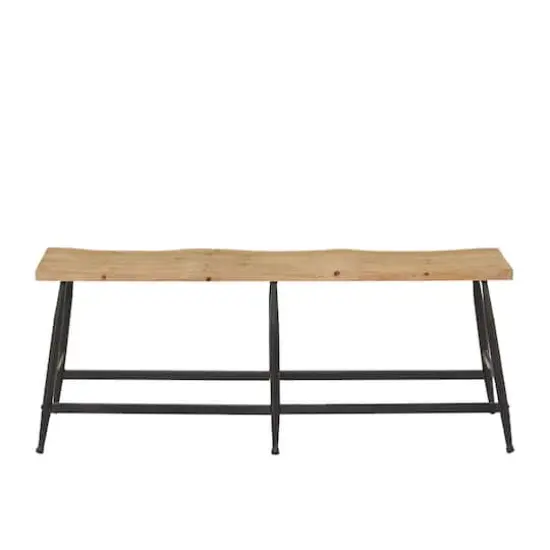 Brown Metal Industrial Bench 19" x 48" x 13" {1}