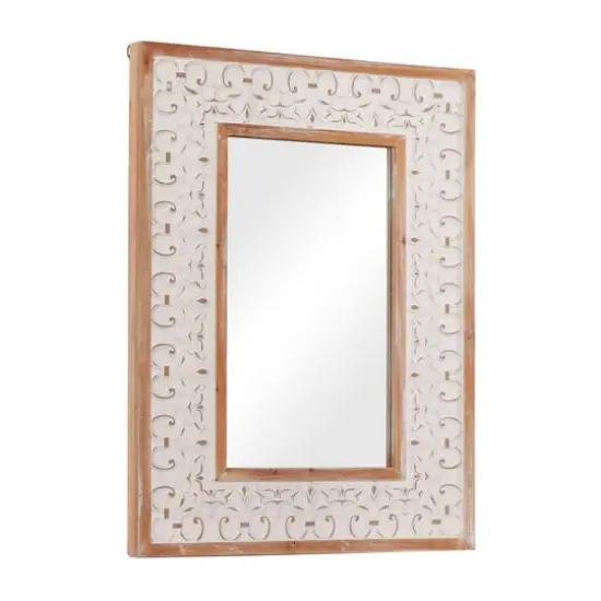 36" White Farmhouse Wood Wall Mirror {8}