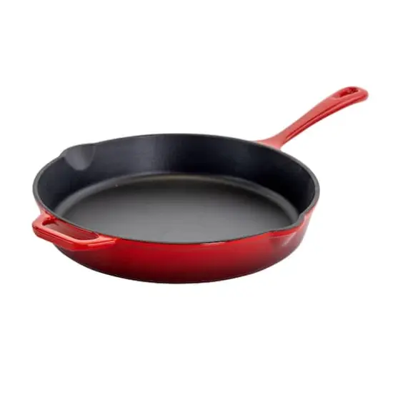 MegaChef 12" Round Red Enamel Cast Iron Skillet {1}