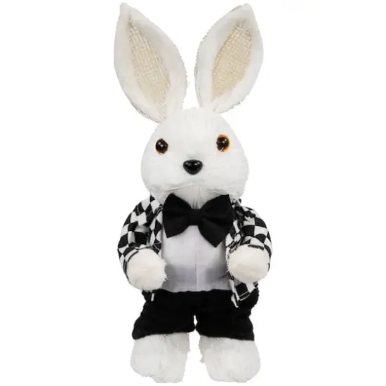 10" Boy Easter Rabbit Figurine in Checkered Jacket {1}