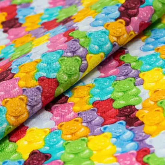 SINGER Rainbow Gummy Bears Cotton Fabric {3}