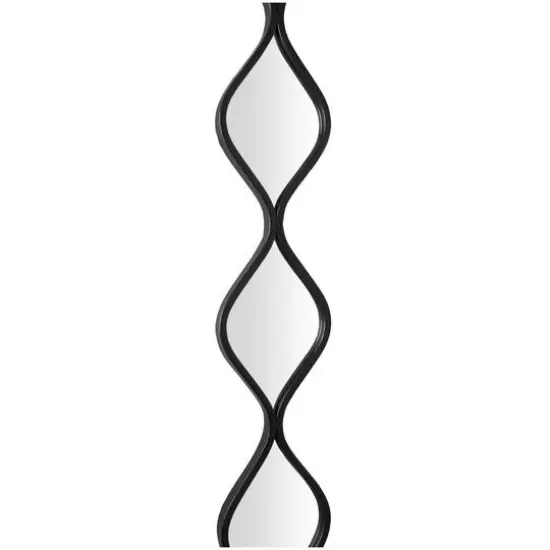 Black Metal Slim Stacked Chain 5 Layer Wall Mirror with Tear Drop Pattern 7" x 1" x 59" {4}