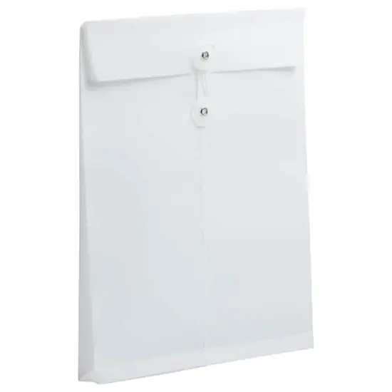 JAM Paper Letter Size Plastic Envelopes with Button & String Tie Closure, 12ct. White {5}