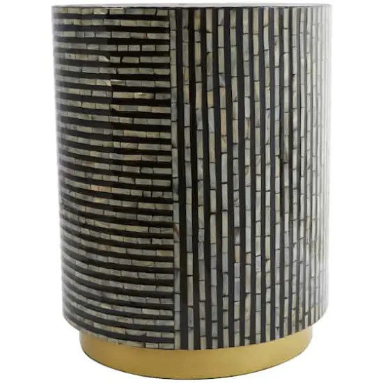 Black Mother of Pearl Drum Accent Table {5}