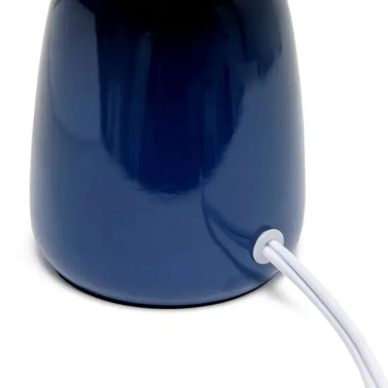 Simple Designs 10" Thimble Base Ceramic Table Lamp Navy Blue {7}