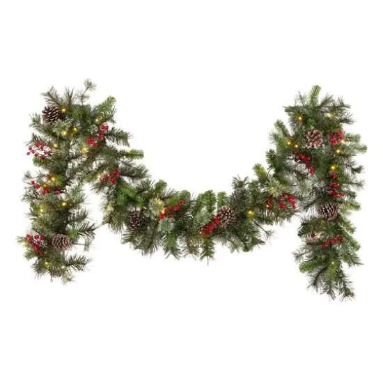 9ft. Iced Berry Pine Pre-LED Lit Garland {4}