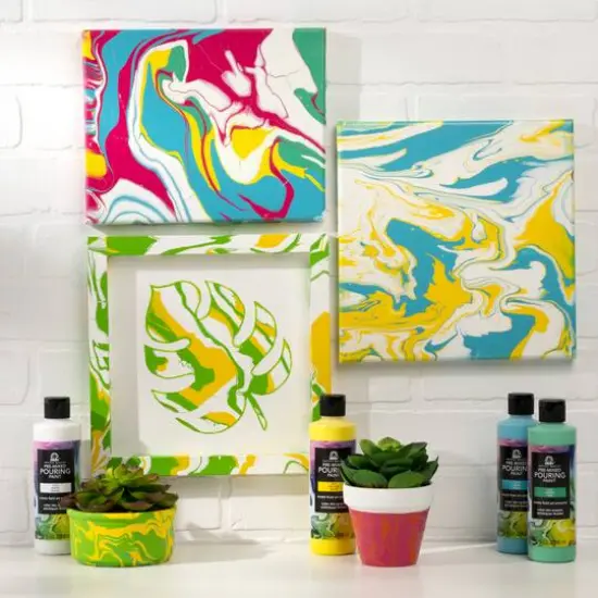 FolkArt&reg; Acrylic Pre-Mixed Pouring Craft Paint 5 Color Set {6}