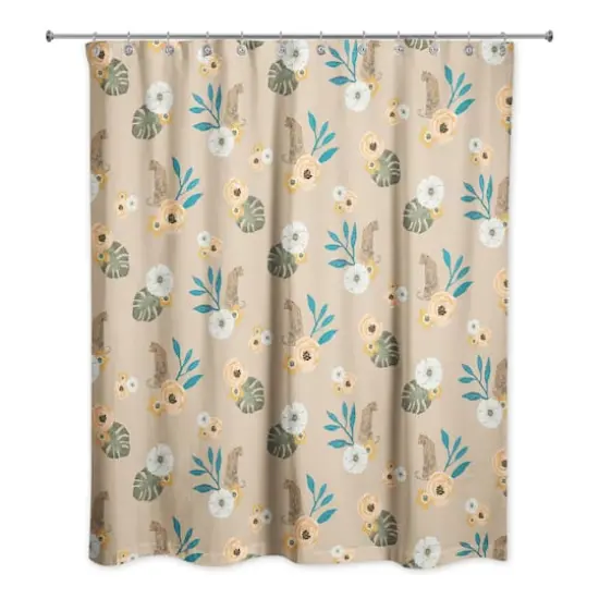 Tropical Jag Shower Curtain Beige {1}