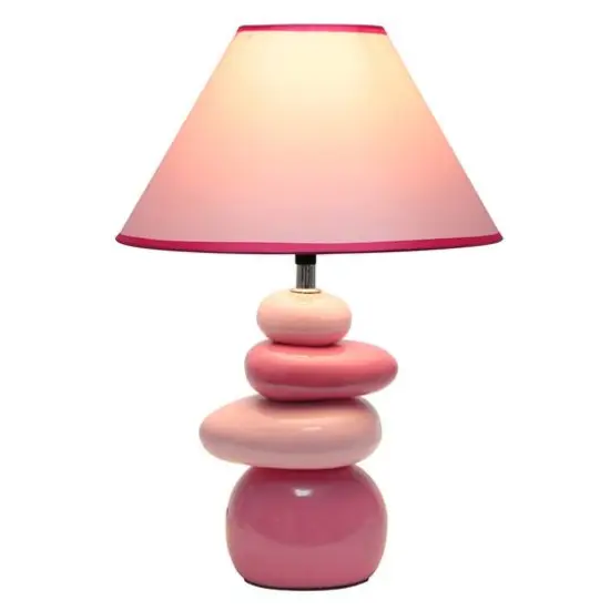 Simple Designs 17.5" Ceramic Stone Table Lamp Shades of Pink {3}