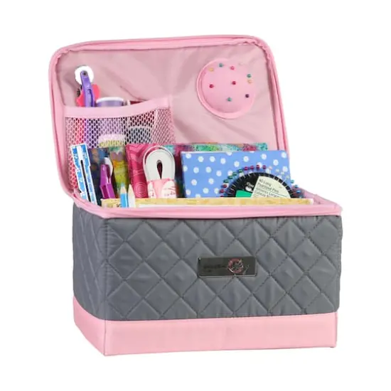 Everything Mary Pink & Gray Collapsible Sewing Kit Organizer Box {3}