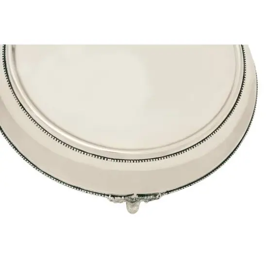 18" Traditional Round Silver Stainless Steel Beaded Cake Stand {3}