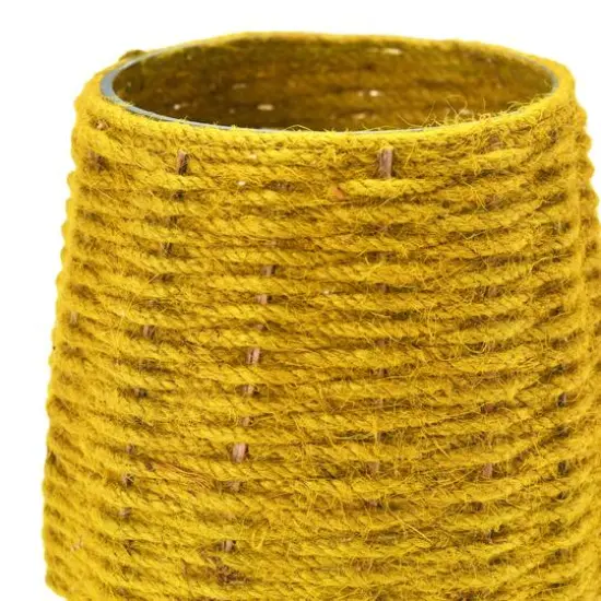 Hello Honey® 5.5" Mustard Hand-Woven Jute & Glass Votive Candle Holder {4}