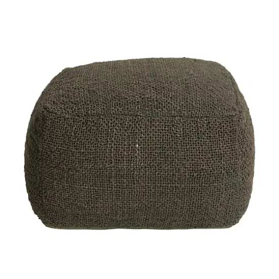 Hello Honey&reg; 26" Olive Green Handwoven Jute & Cotton Pouf Ottoman {5}