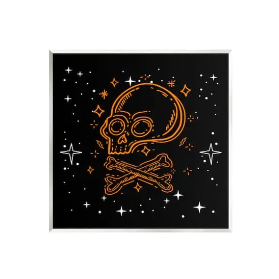 Stupell Industries Skull Crossbones Halloween Stars Wall Plaque Art {1}