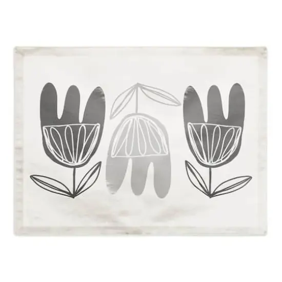 Mid Mod Gray Florals 18" x 14" Cotton Twill Placemat {1}