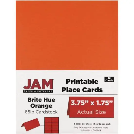 JAM Paper Printable Place Cards, 12ct. Bright Hue Orange {5}