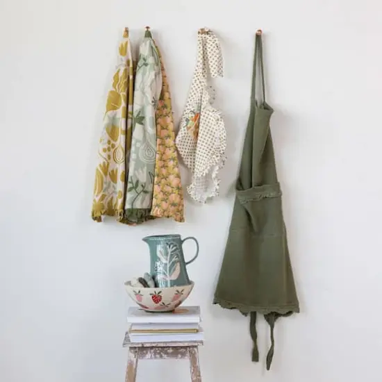 Hello Honey&reg; Green Waffle Weave Cotton Apron with Crochet Lace Trim {3}