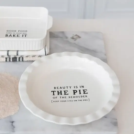 Hello Honey&reg; White 11.25" Round Stoneware Pie Dish {6}