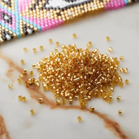 Miyuki Delica Glass Round Seed Beads, 11/0 Siver Lined Gold {3}