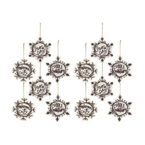 12 Pack Snowflake Sentiment Ornaments {6}