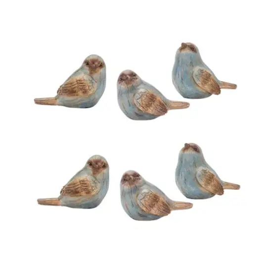 3" Rustic Blue Bird Figurine Set {1}