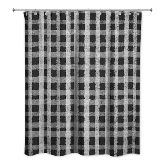 Chalky Plaid Shower Curtain Black {1}