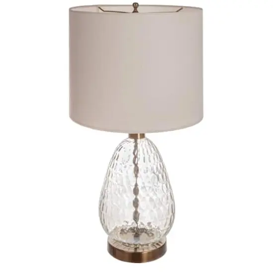 Hello Honey&reg; 2ft. Textured Glass Base Table Lamp with White Cotton Drum Shade {1}
