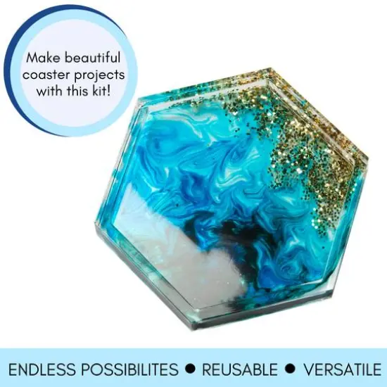 Mod Podge&reg; Blue & Gold Do-It-Yourself Hexagon Coaster Kit {5}