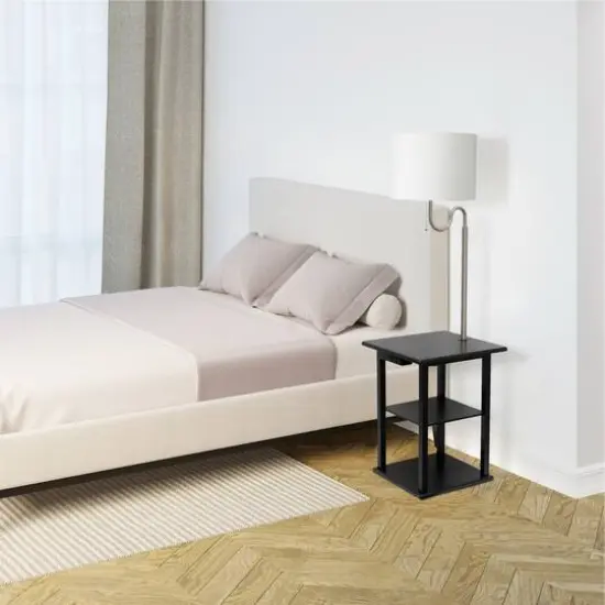 Simple Designs 57" 2 Tier Floor Lamp with USB & Outlet Black {6}