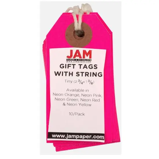 JAM Paper Tiny Gift Tags with String, 100ct. Neon Pink {5}