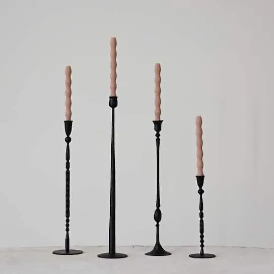 Hello Honey&reg; Black Decorative Hand-Forged Metal Taper Candle Holder {3}