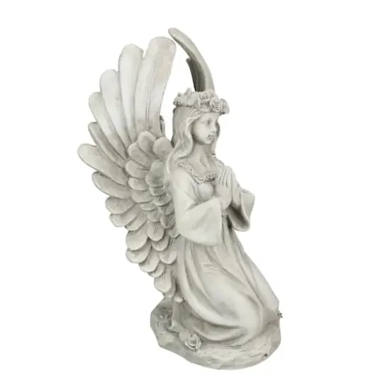 15.25" Angel Kneeling in Prayer Outdoor Garden Statue {3}