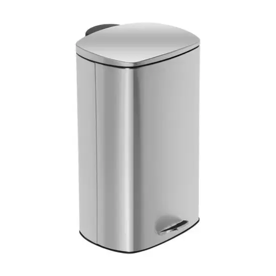 40L Rectangular Stainless Steel Step Trash Can With Lid {11}