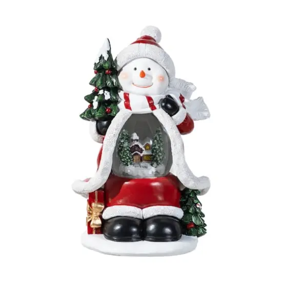 Glitzhome® 100mm Christmas Resin Lighted Snowflakes Snowman Waterglobe {1}