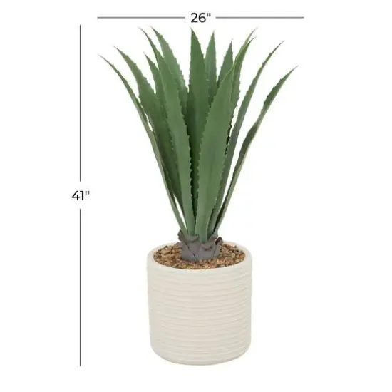 3.5ft. Potted White Plastic Contemporary Aloe Vera Artificial Foliage {7}