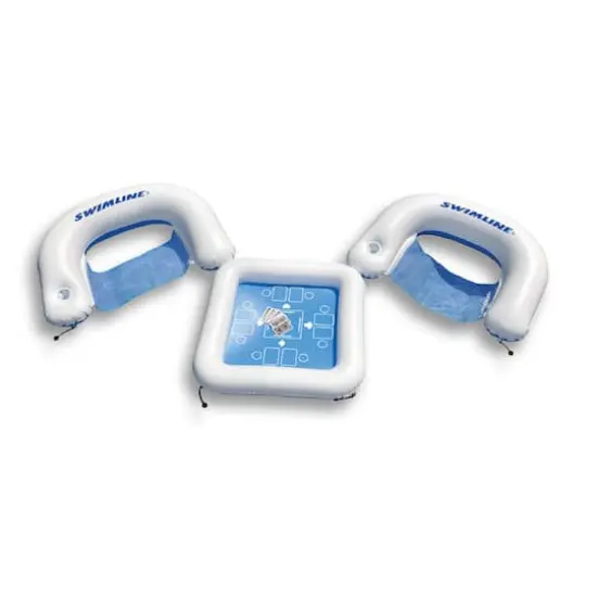 Swimline Inflatable Poker Table & Chairs with Waterproof Playing Cards Set {1}