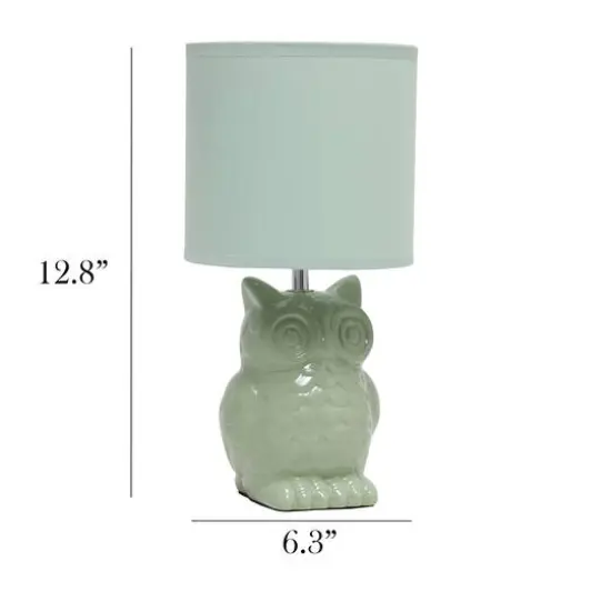 Simple Designs 13" Ceramic Owl Table Lamp Sage Green {4}