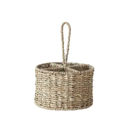 Hello Honey&reg; 11.5" Natural Round Seagrass 4-Section Caddy {8}