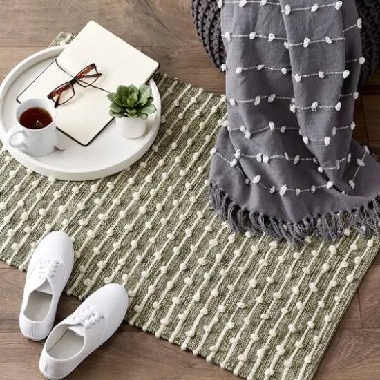 DII&reg; Antique Green Recycled Cotton Loop Rug, 2ft. x 3ft. {6}