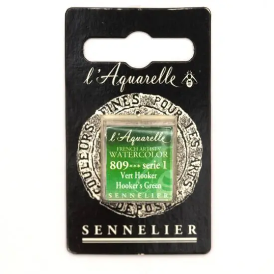 Sennelier French Artists' Watercolor Paint, Half Pan 395 Blue Indanthrene {2}