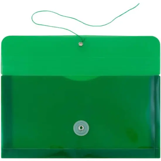 JAM Paper #10 Plastic Envelopes with Button & String Tie Closure, 12ct. Green {4}
