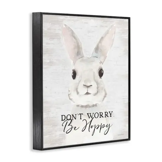 Stupell Industries Don't Worry Be Hoppy Easter Bunny Rabbit Pun Framed Giclee Art Black {4}