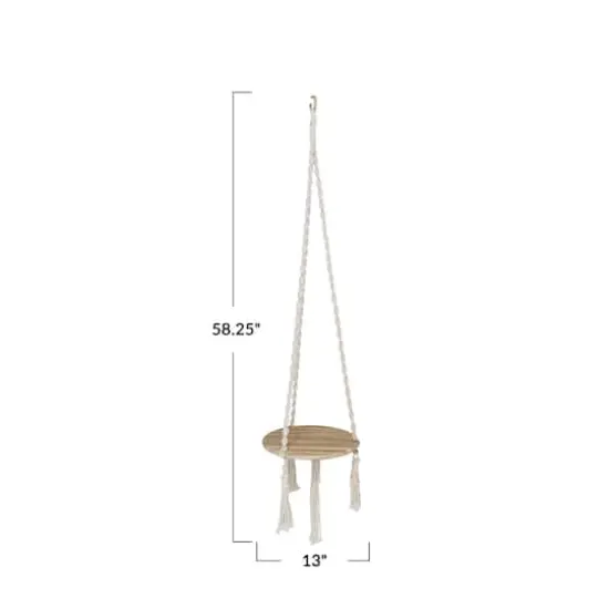 Hello Honey&reg; 5ft. Cotton Macrame Plant Hanger with Wood Base {6}